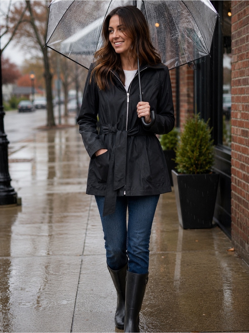 🖤 Rampage Water-Resistant Hooded Utility Jacket | Belted | Women’s Medium